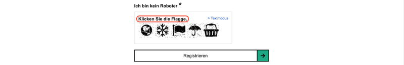 Screenshot des Captcha Dialogs