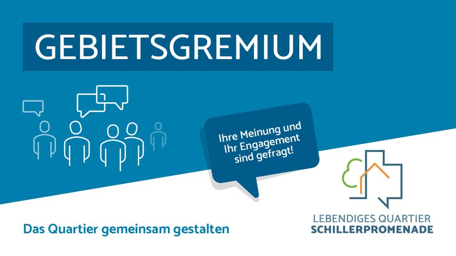 Grafik mit Text: Gebietsgremium. Das Quartier gemeinsam gestalten