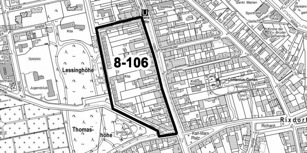 Karte auf der der betroffenen Bereich markiert ist