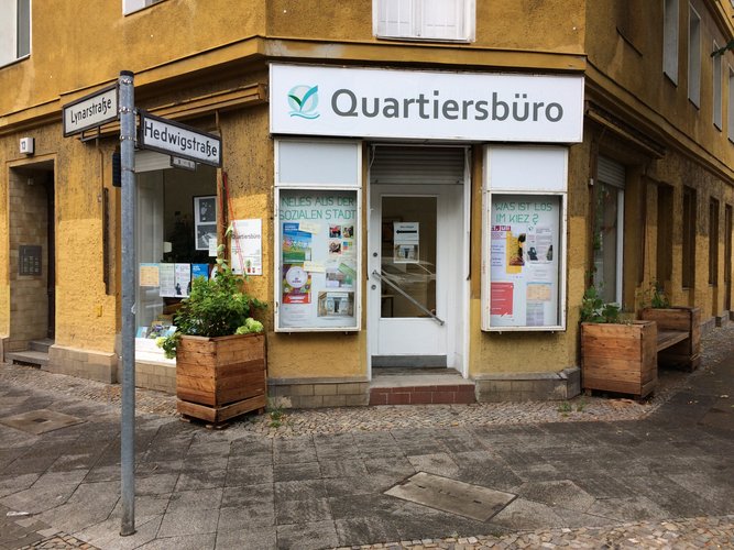 Außenansicht vom Quartiersbüro Spandauer Neustadt