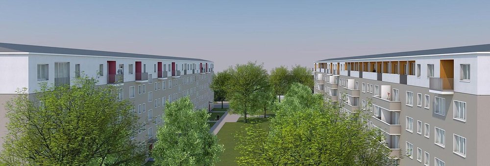 Modellansicht der geplanten Neubauten