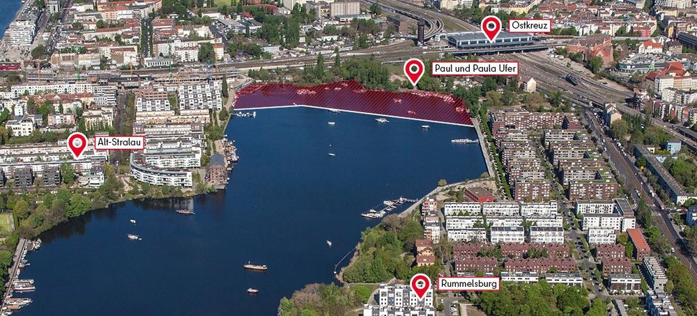 Luftbild des Rummelsburger Sees