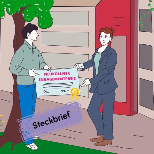 Zeichnung wie zwei Menschen eine Urkunde halten