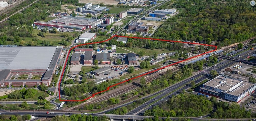 Schrägluftbild mit Geltungsbereich B-Plan XXI-22-2