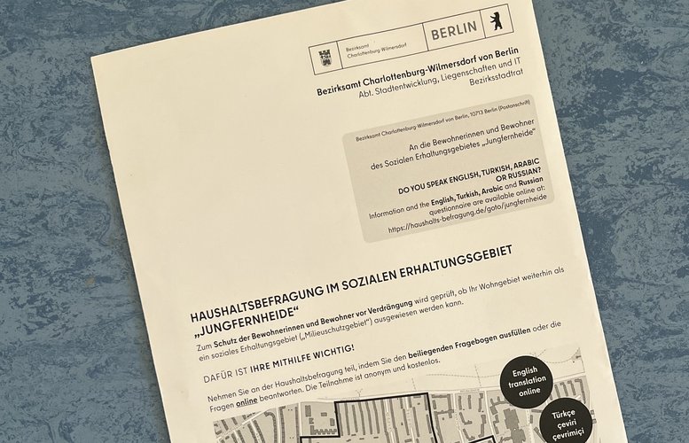 Umschlag des Fragebogens zur Haushaltsbefragung