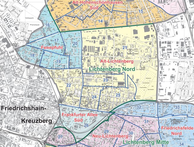 Kartenausschnitt Lichtenberg Nord