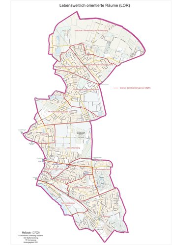 Karte des Bezirks Lichtenberg