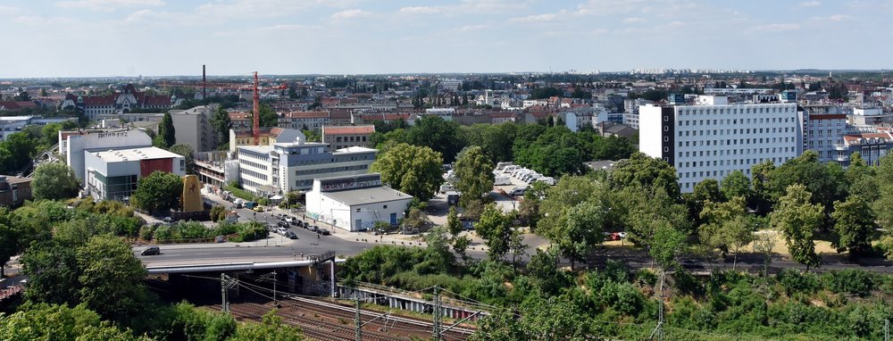 Sicht vom Flaktumr Humboldthain auf das Gebiet