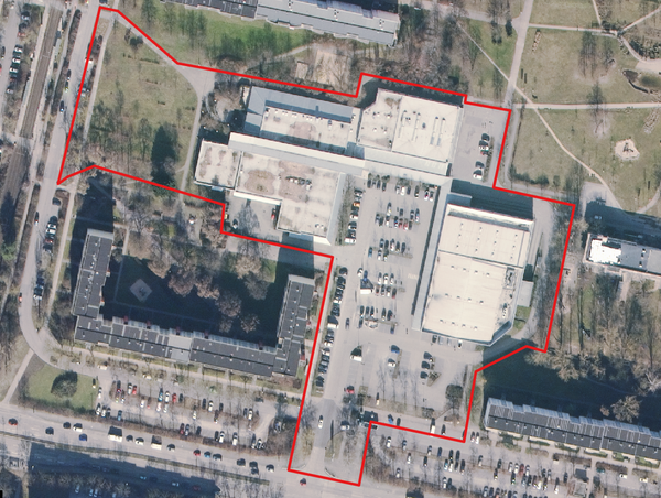 Luftbild mit Abgrenzung des Plangebietes