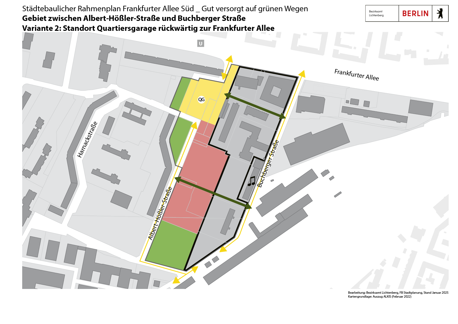 Variante 2: Standort Quartiersgarage rückwärtig zur Frankfurter Allee