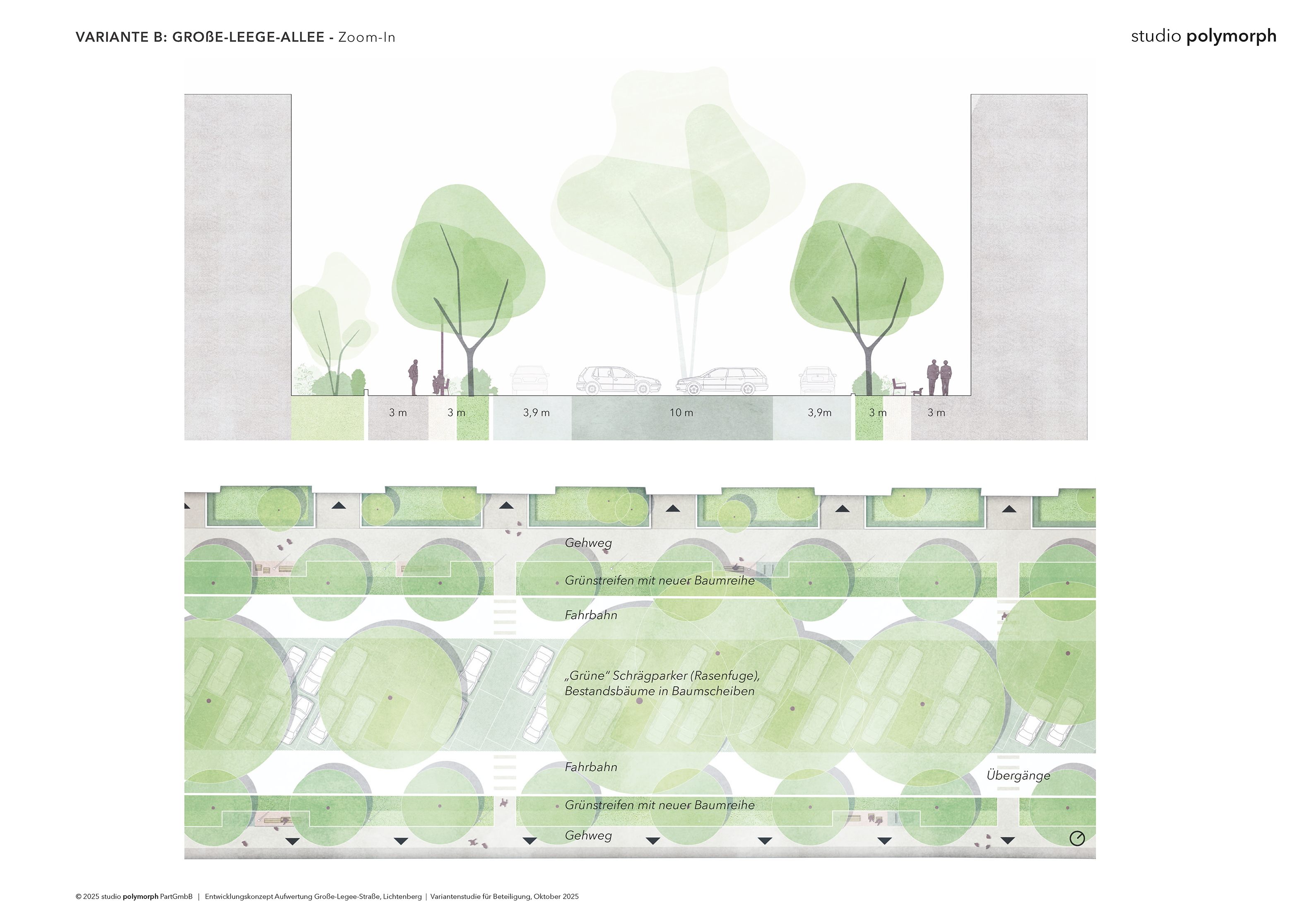 Straßenschnitt und Draufsicht Detail