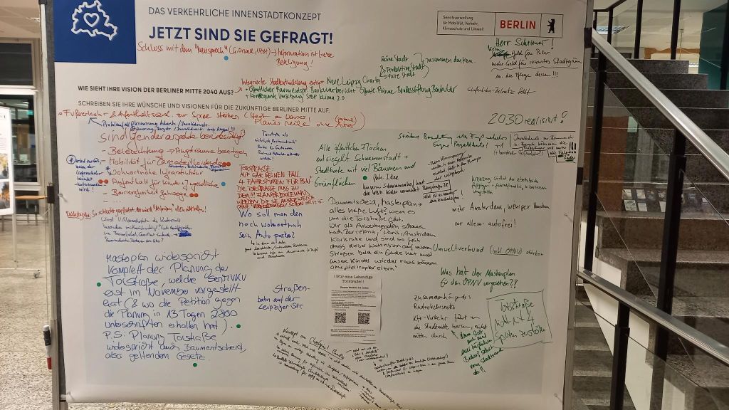 Ein Plakat mit Hinweisen für Berlin im Jahr 2040