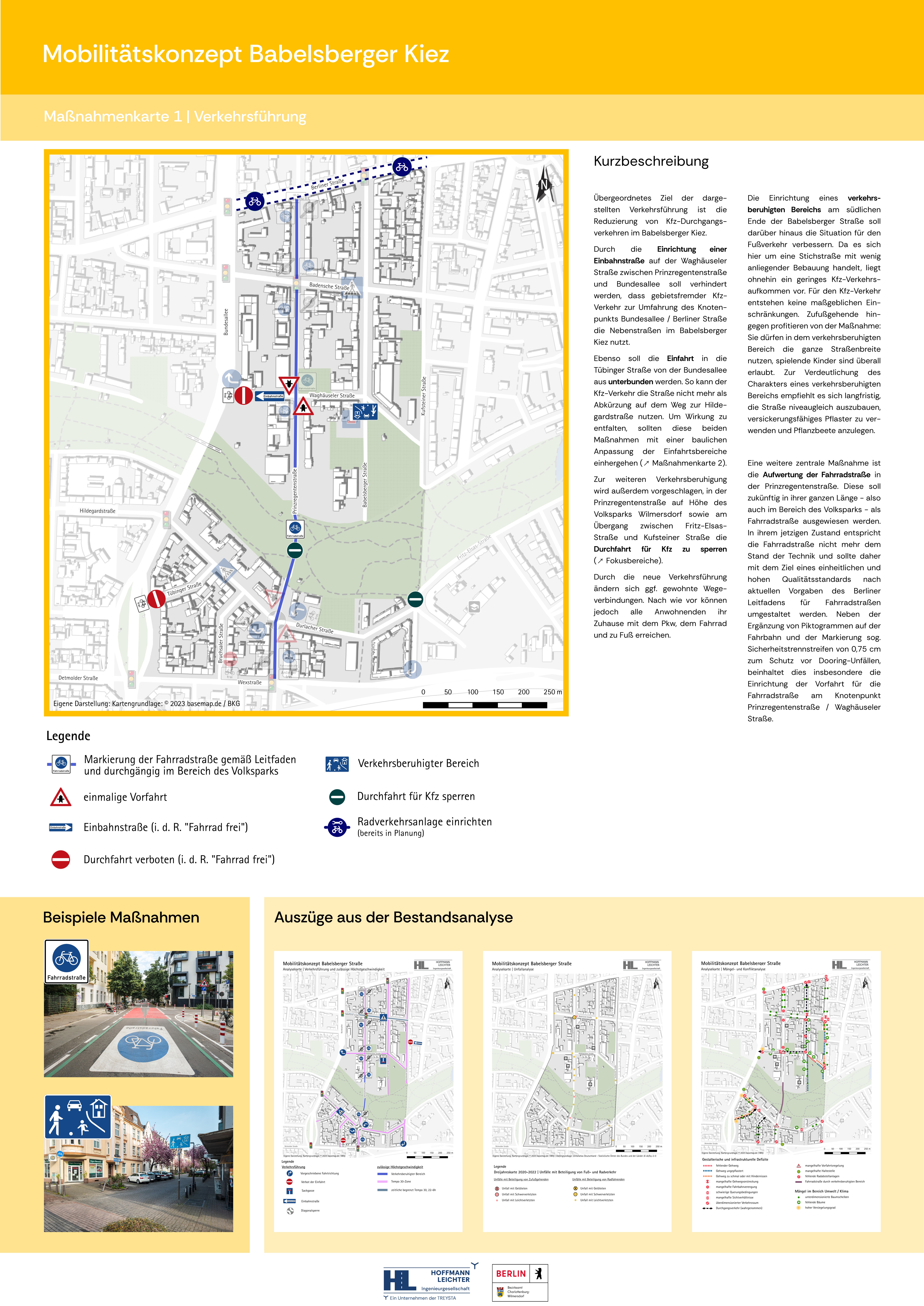Poster mit Maßnahmen zur Verkehrsberuhigung