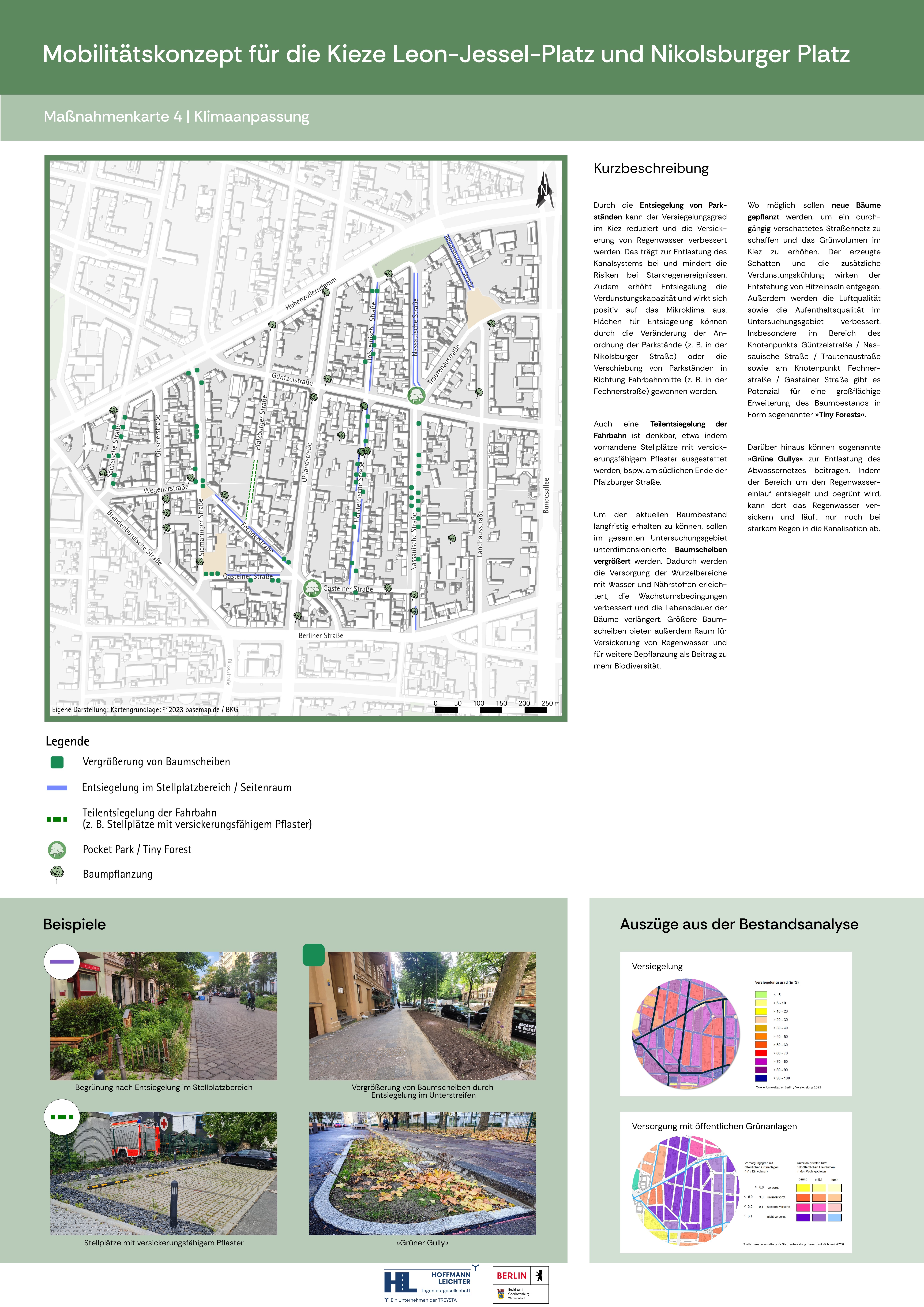 Das Poster stellt Maßnahmen zur Klimaanpassung dar.