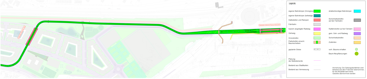 Lageplan Abschnitt 4 von Haltestelle S-Bahnhof Pankow-Heinersdorf bis Haltestelle Retzbacher Weg