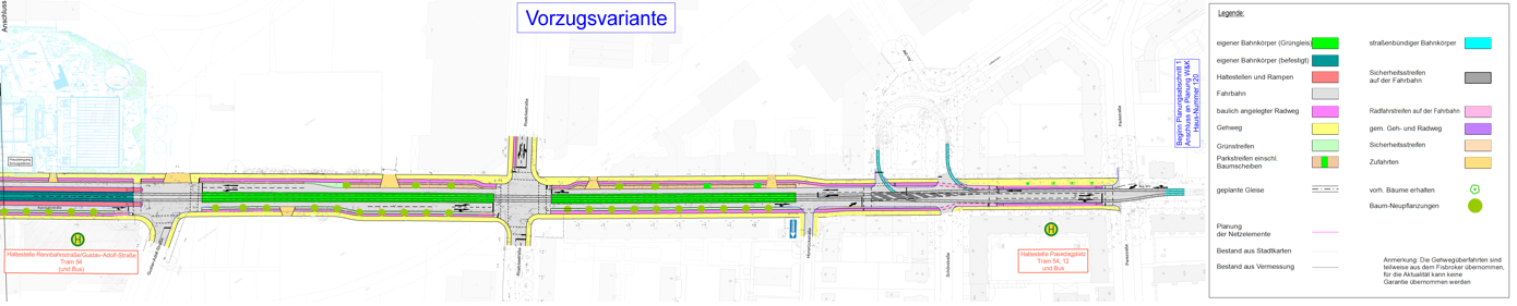 Lageplan Abschnitt 1 von Rennbahnstraße/Ecke Parkstraße bis Gustav-Adolf-Straße