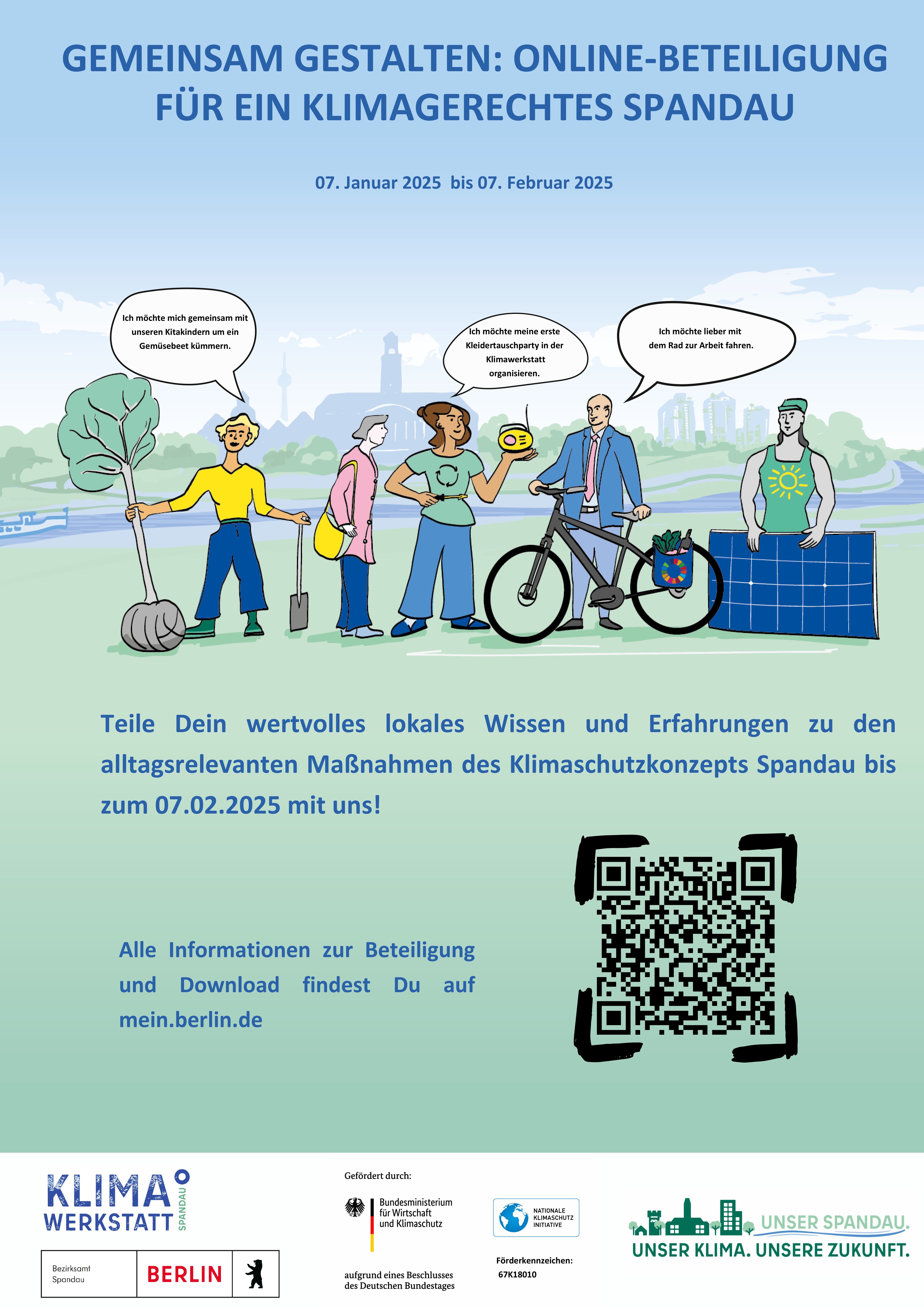 Plakat zur Online-Umfrage zu Klimaschutzmaßnahmen vom 7. Januar bis 7. Februar 2025