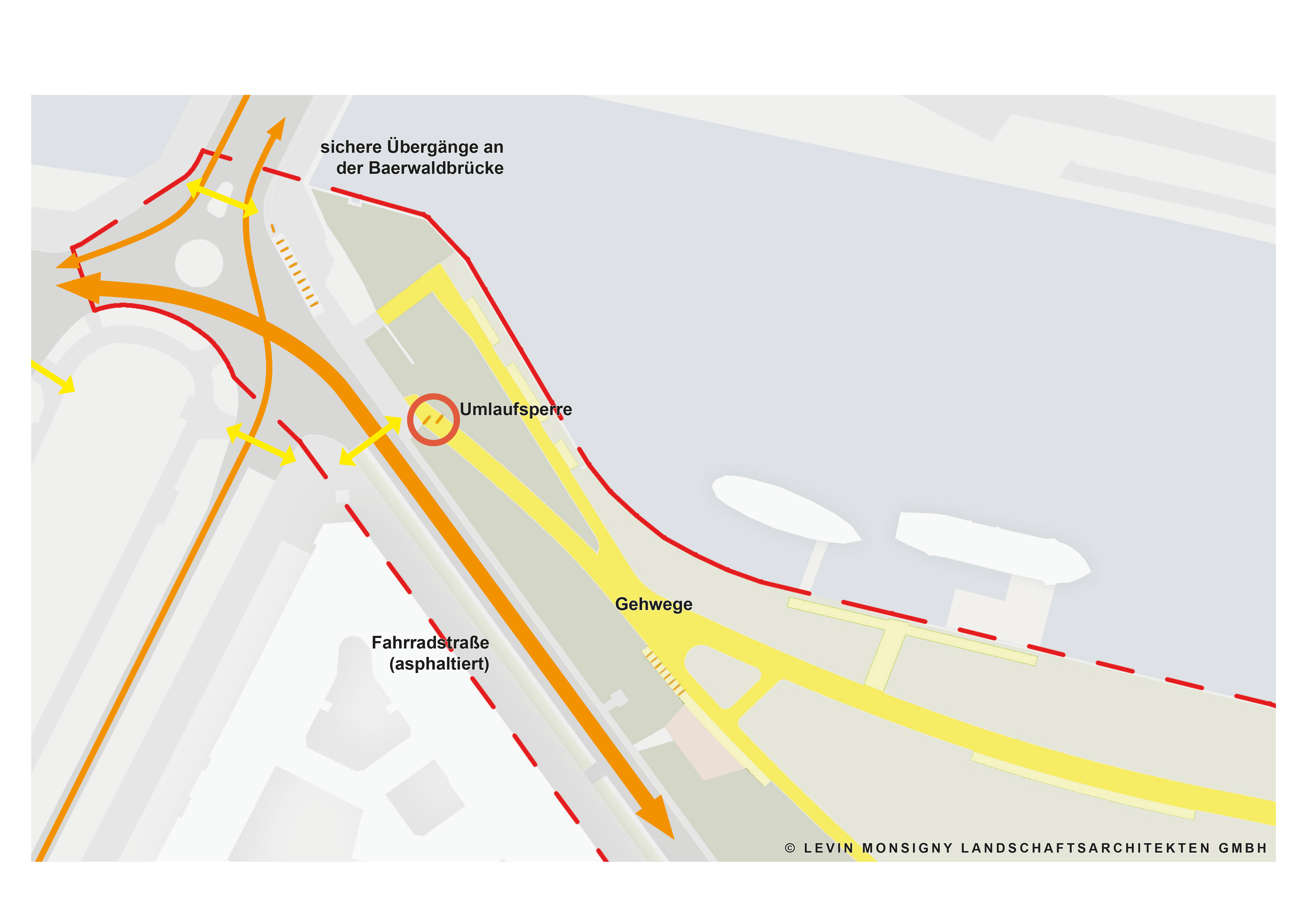 Konzeptplan Fuß- und Radverkehr an der Baerwaldbrücke