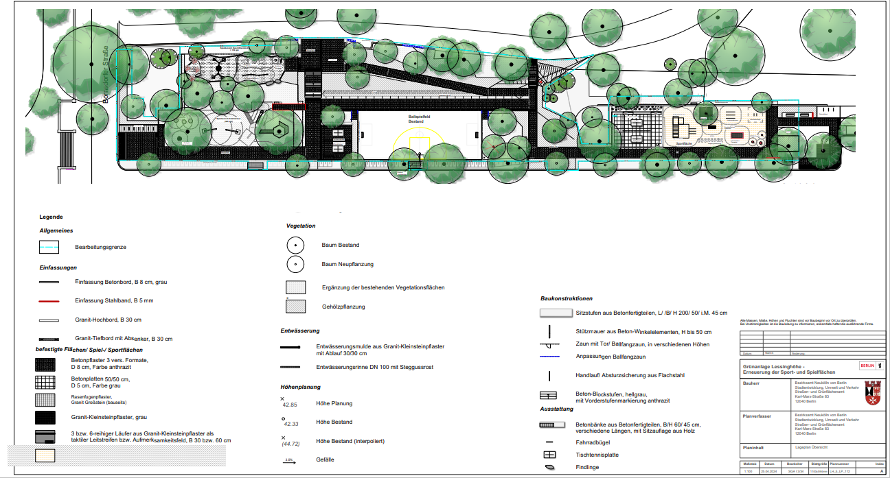 Übersichtsplan über die neuen Spiel- und Sportflächen