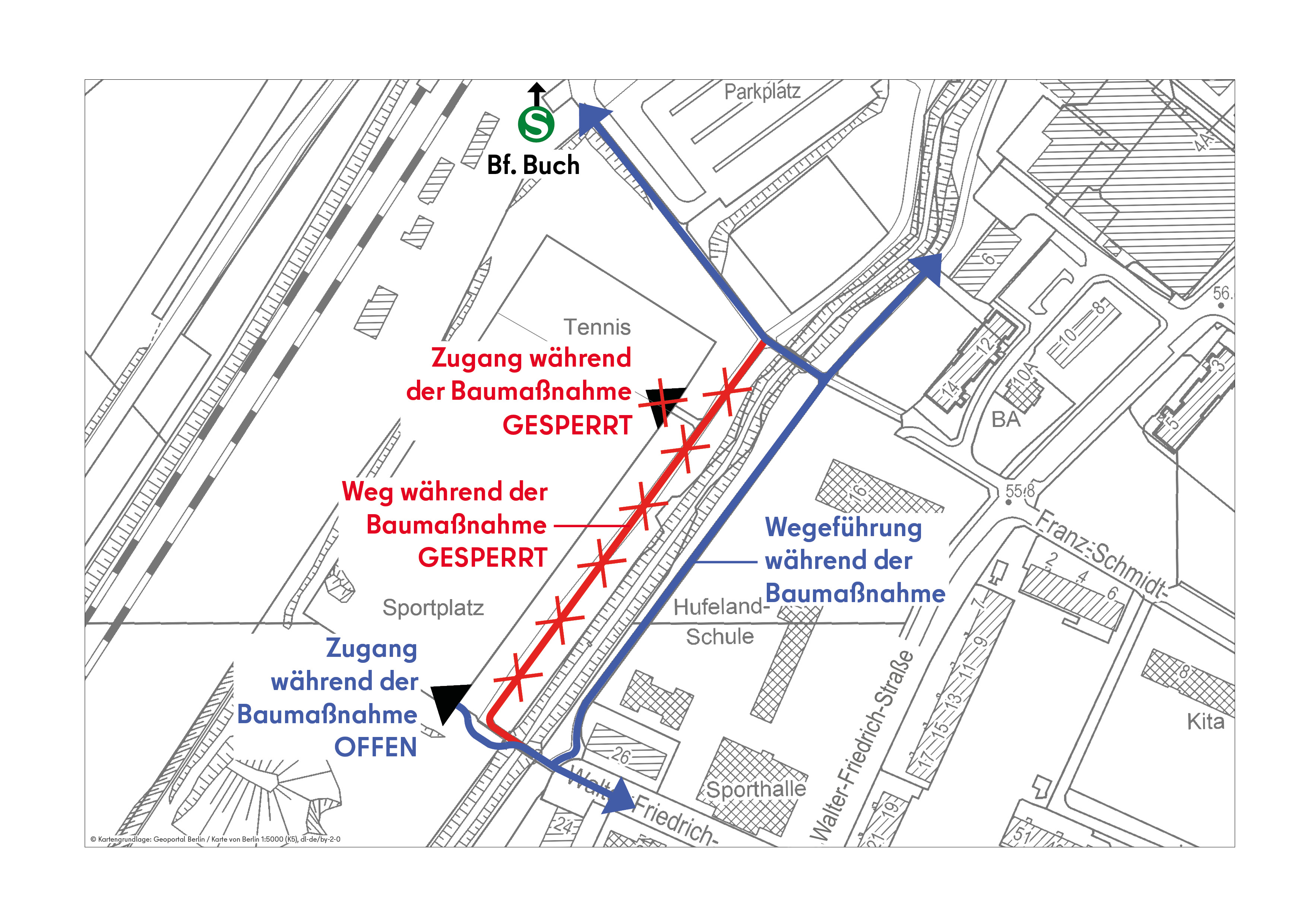 Umleitungsplan während der Bauarbeiten