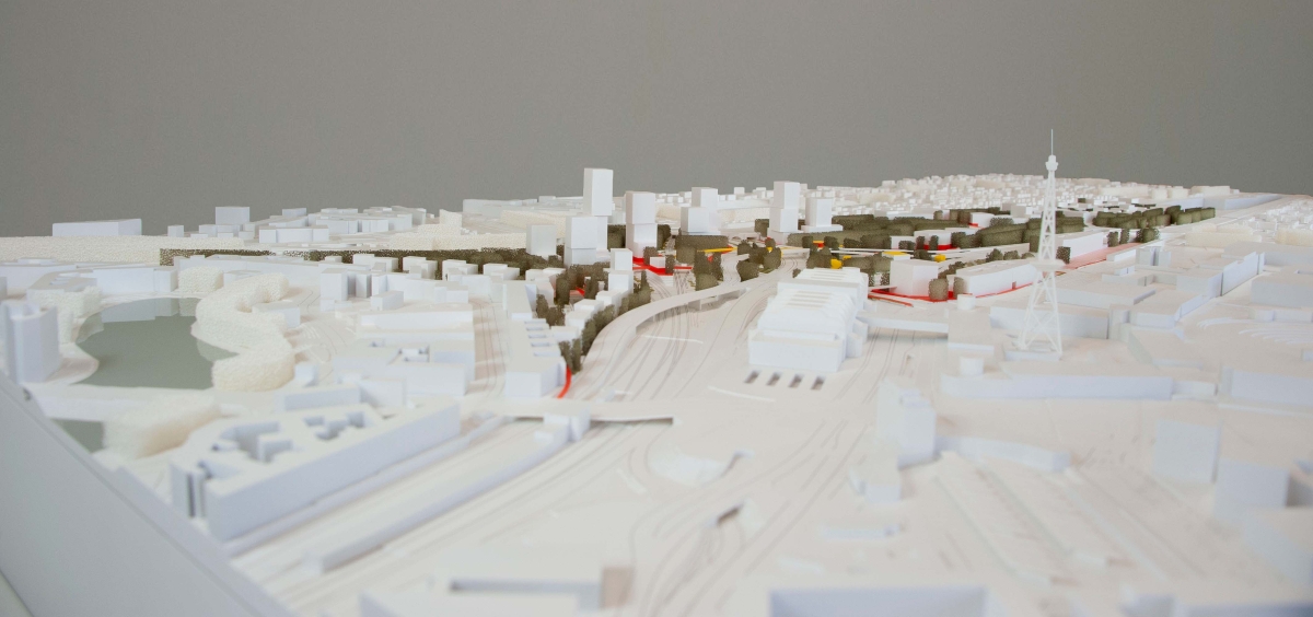 Modellansicht des Teams Hosoya Schaefer Architects AG, Zürich und Agence Ter.de GmbH, Karlsruhe