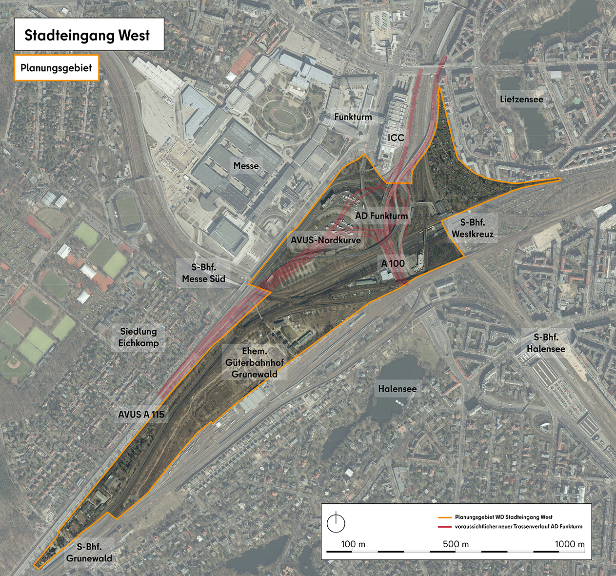 Planungsgebiet zwischen den S-Bahnhöfen Westkreuz und Grunewaldund