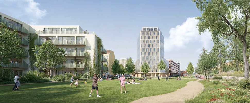 Visualisierung des städtebaulichen Testentwurfs © ADEPT und Karres en Brands