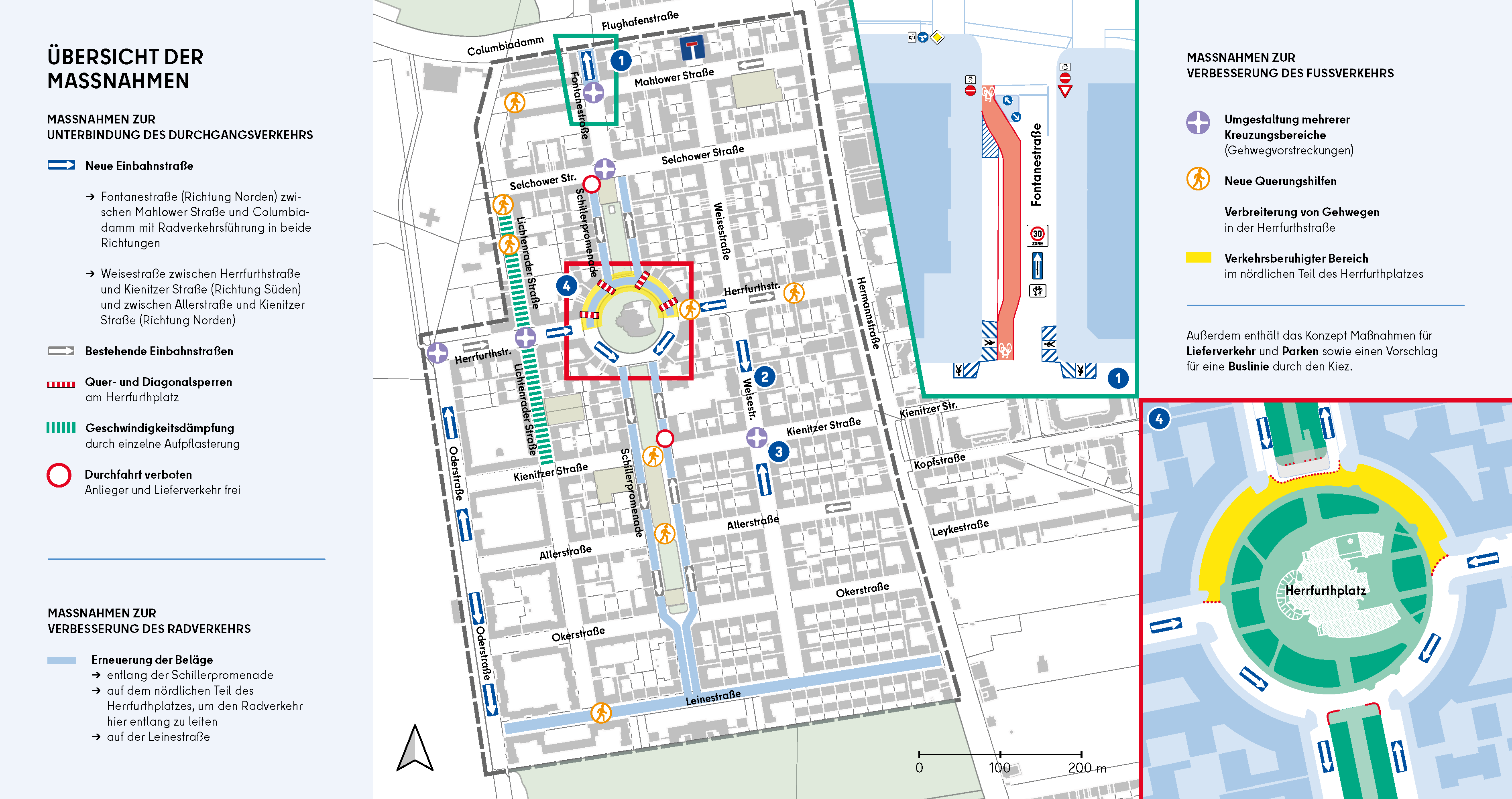 Grafik mit einer Karte auf der die Maßnahmen eingetragen und verortet sind.