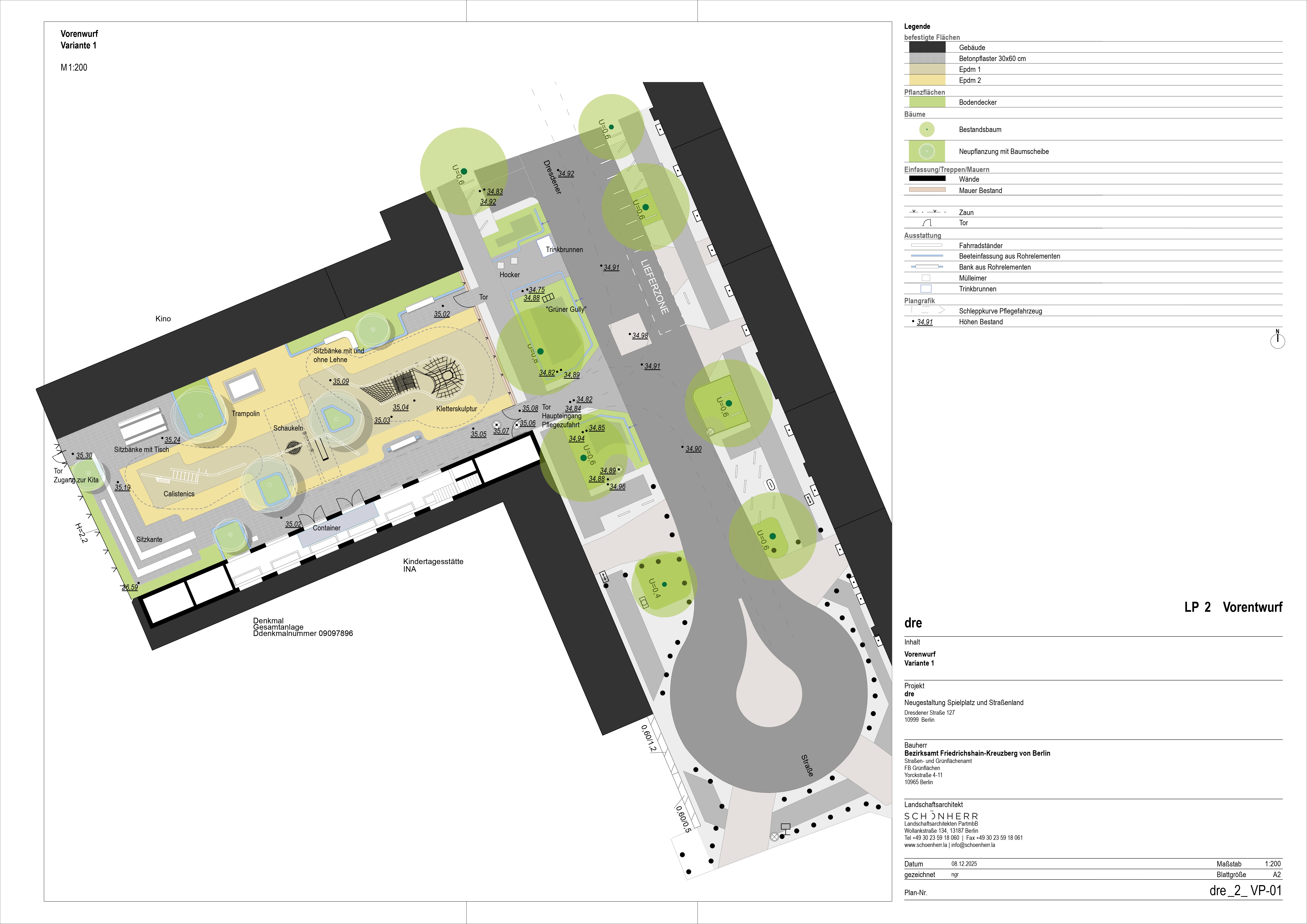 Die Variante 1 des Vorentwurfs ist durch klare lineare Gestaltung gekennzeichnet. 