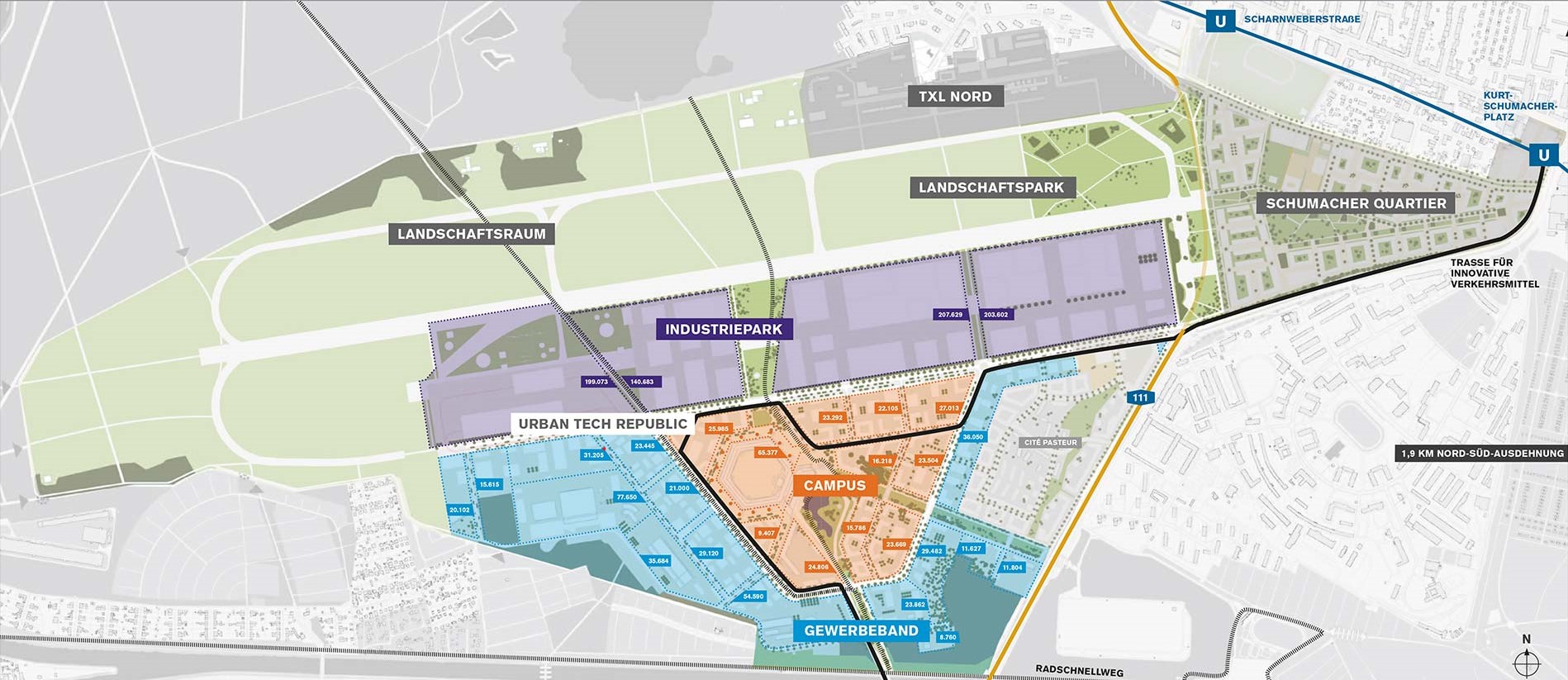 Flächenplan Entwicklungen TXL (Abb. 2) Quelle: Tegel Projekt GmbH