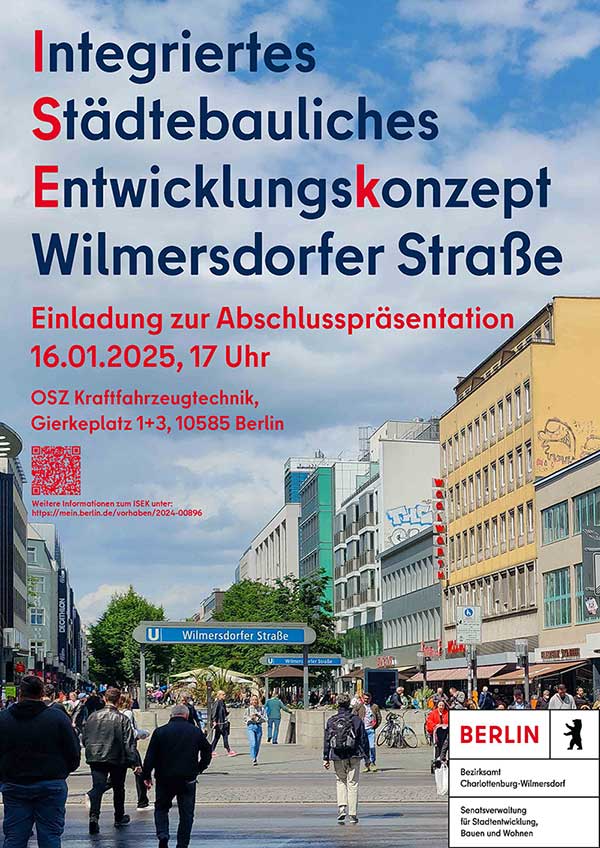 Plakat der Veranstaltung, Blick in die Wilmersdorfer Straße