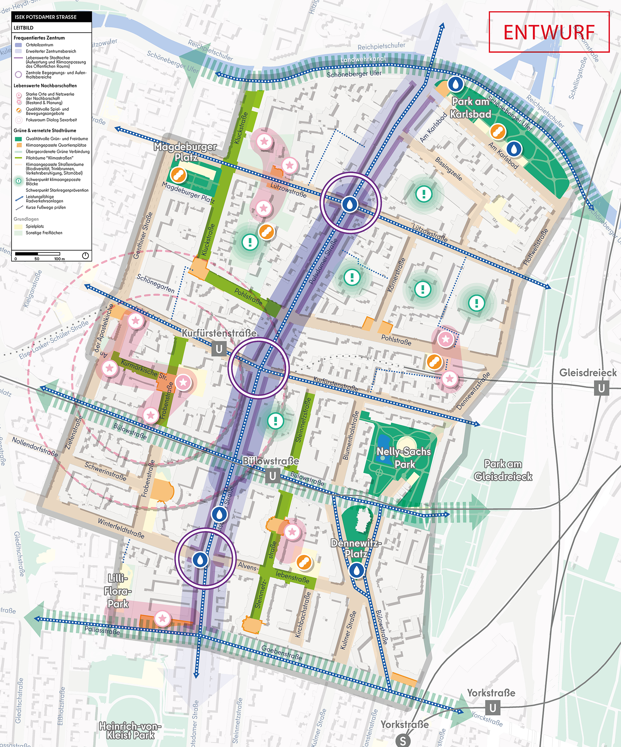 Entwurf Räumliches Leitbild auf einer Karte