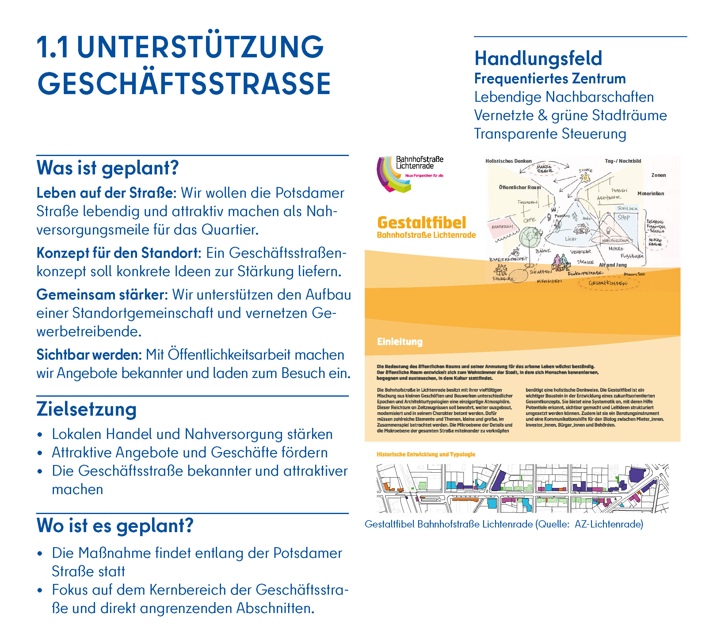 Steckbrief Maßnahme Unterstützung Geschäftsstraße