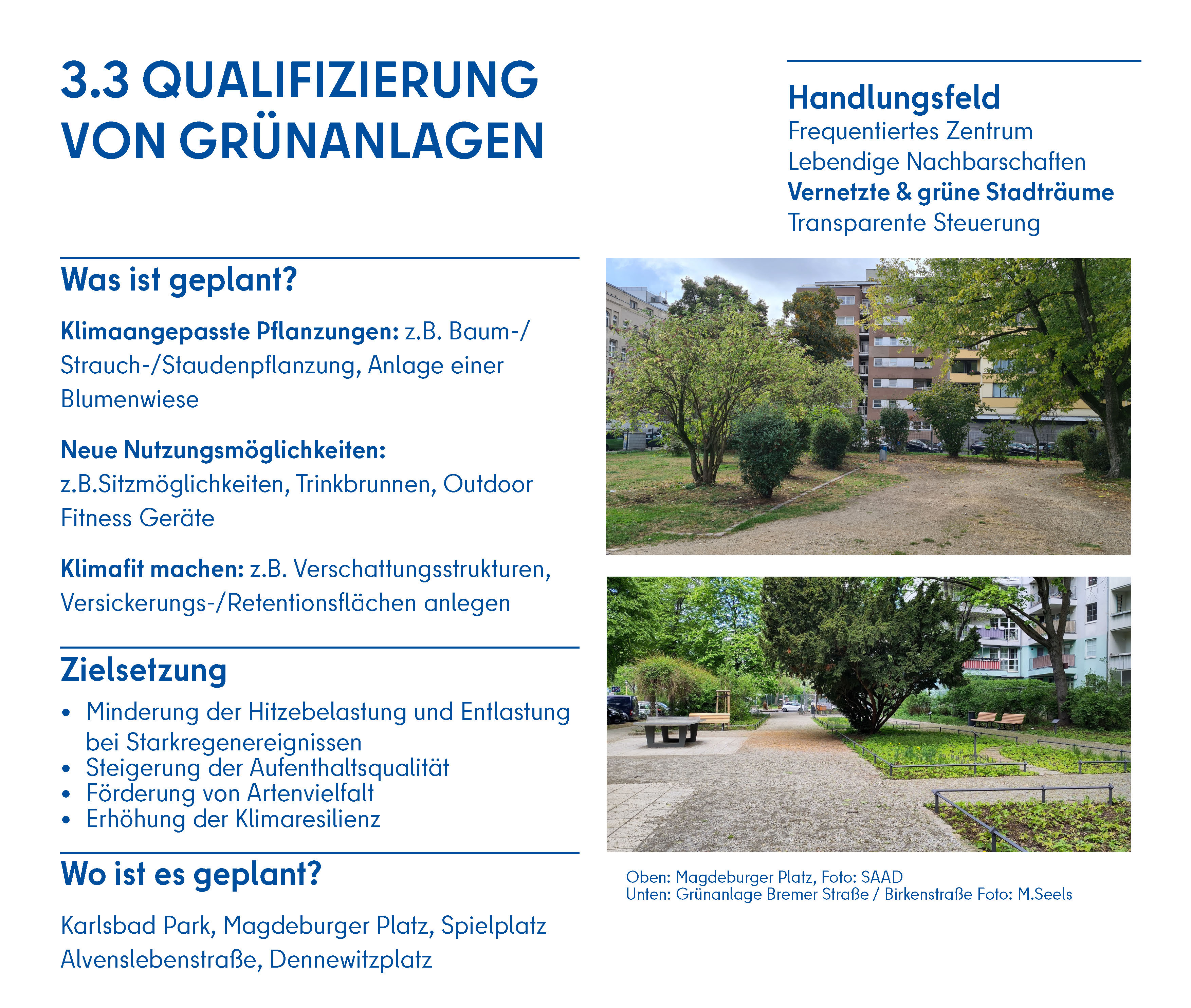 Steckbrief Maßnahme Qualifizierung von Grünanlagen