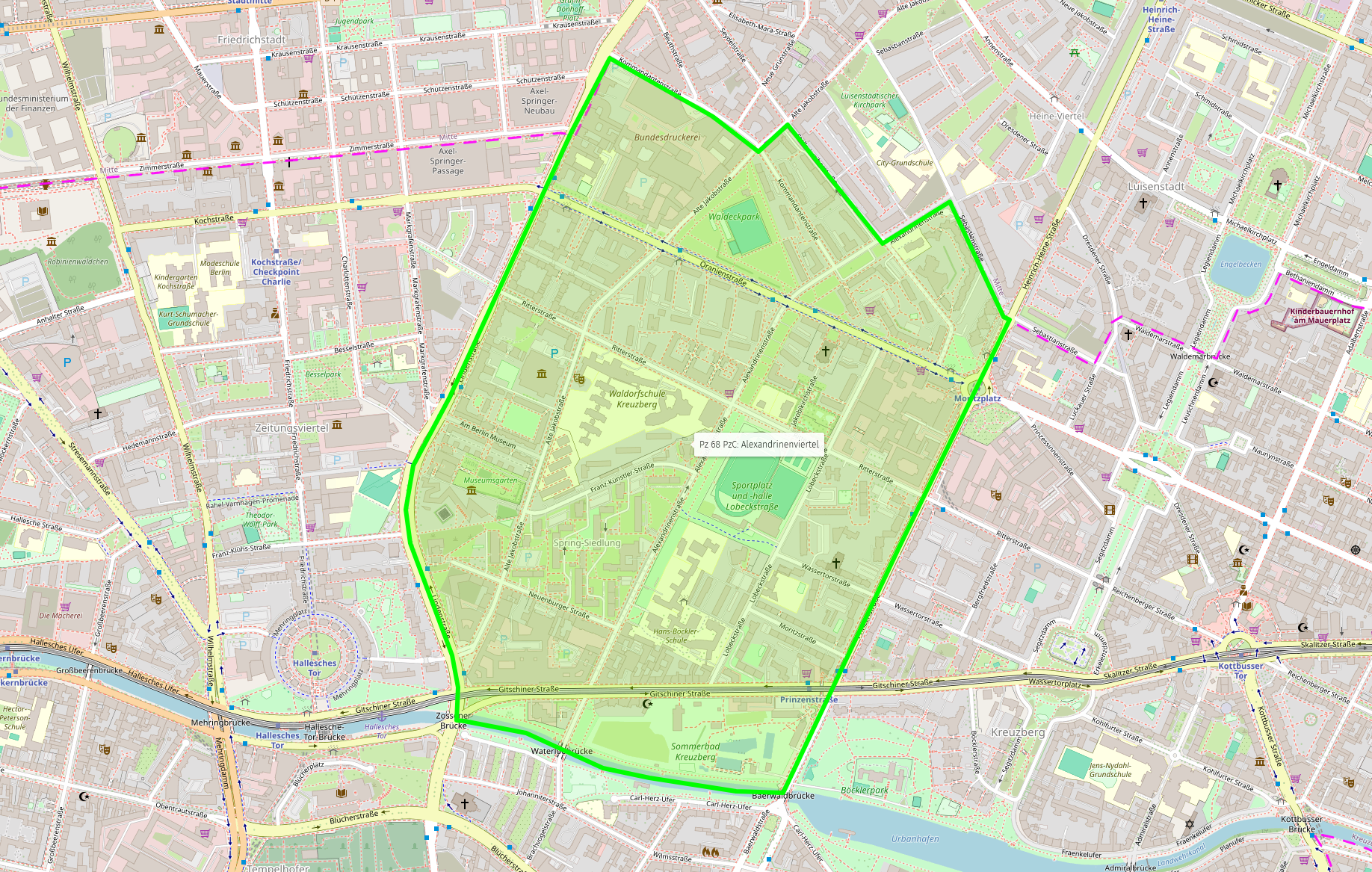 Karte Gebiet Parkraumbewirtschaftung